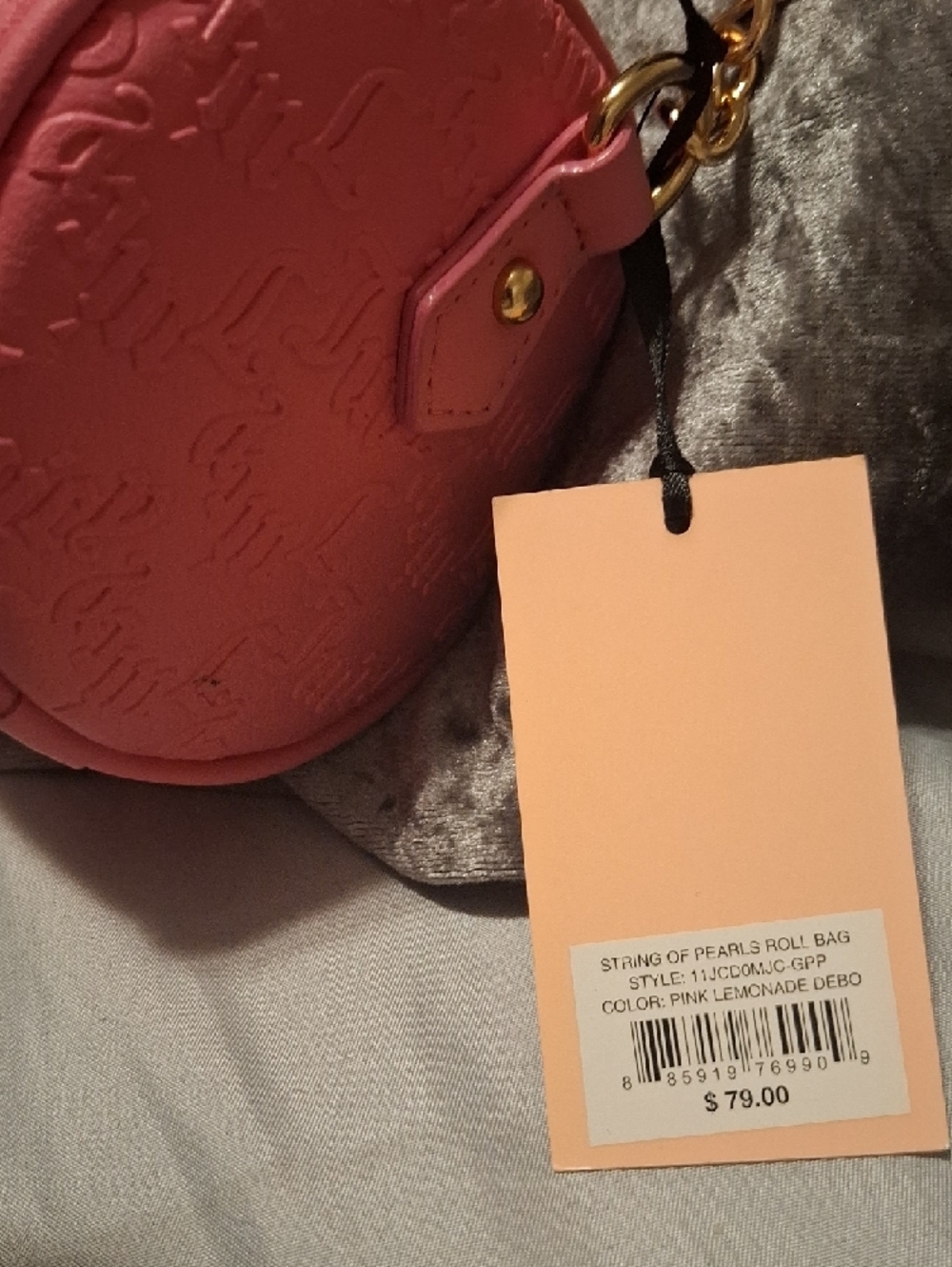 Juicy Couture Coral Pink Rhinestone Logo Shoulder Bag - Picture 2 of 10